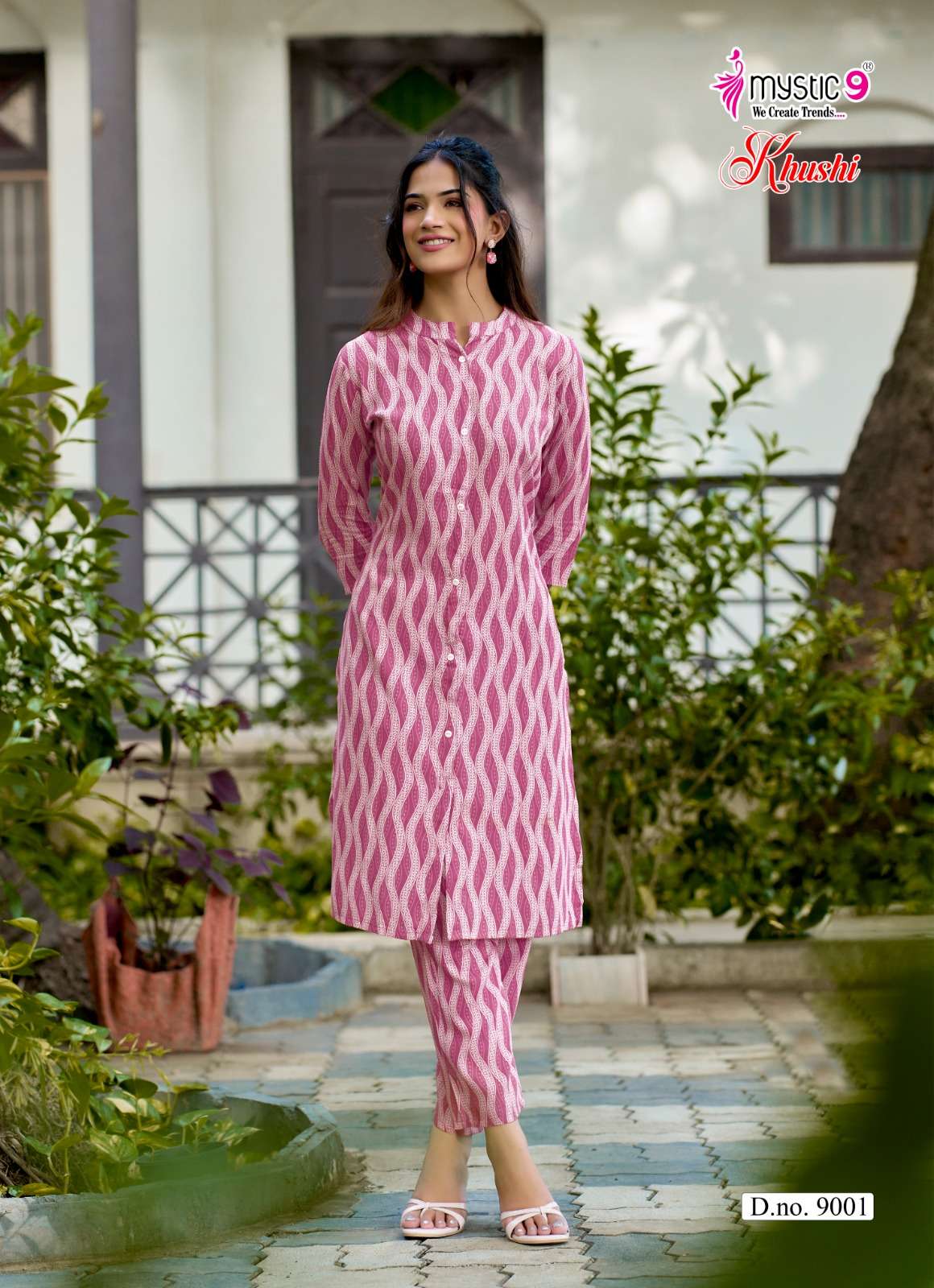 MYSTIC 9 KHUSHI VOL 9 HEAVY VISCOSE PRINT CO ORD SET CATALOGUE WESTERN OFFICE INDIA SHOP